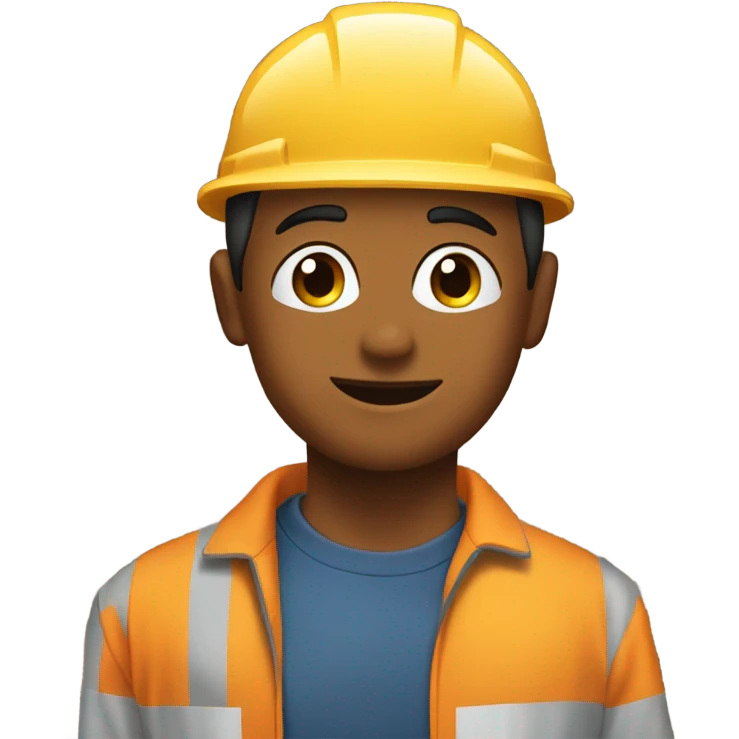 Man in hardhart putting up shelves in a warehouse  emoji