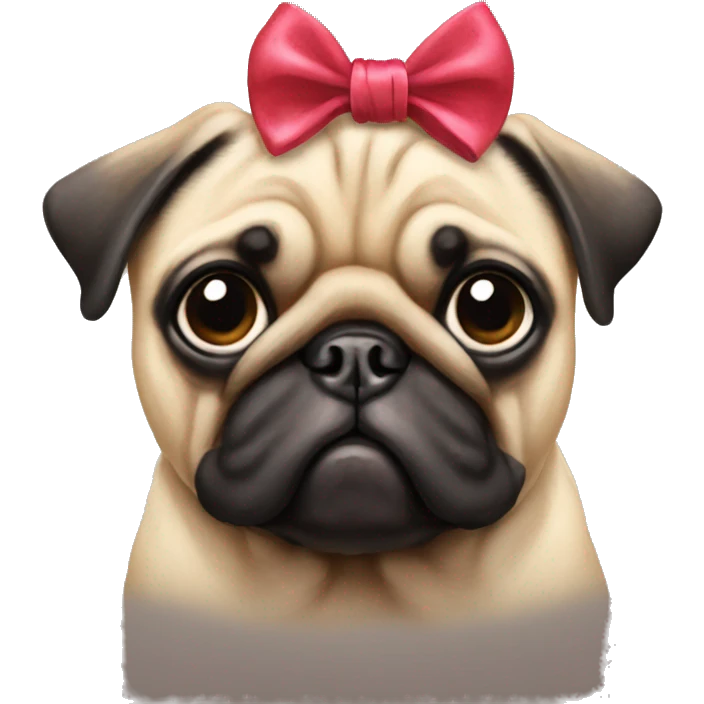 Pug with a bow on his head emoji