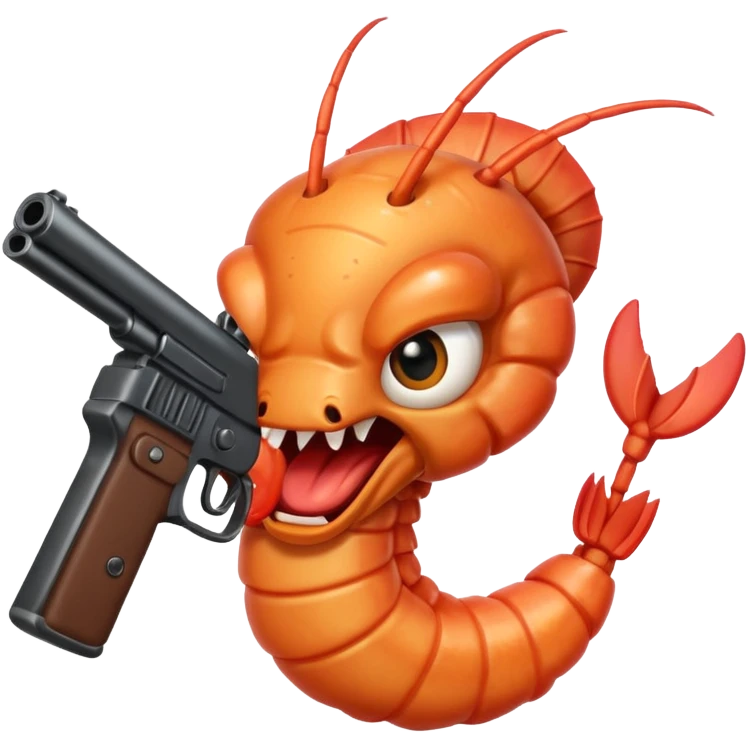 Angry shrimp with gun emoji