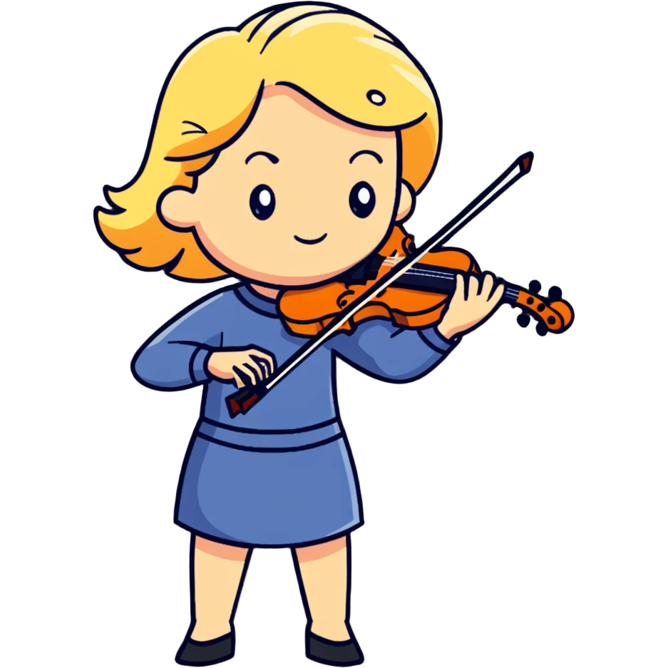 Full body of middle-aged blonde woman playing violin, standing position emoji