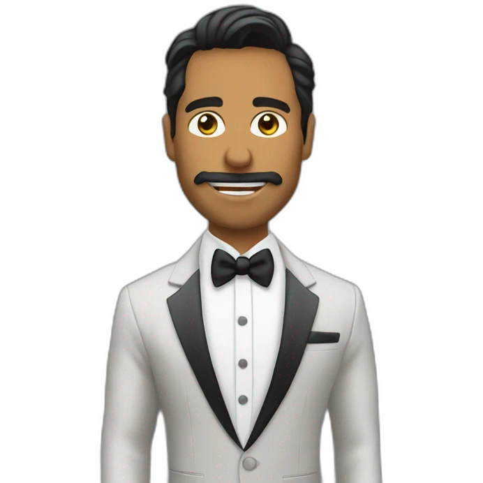 el meme del pana miguel con traje de gala saludando  emoji