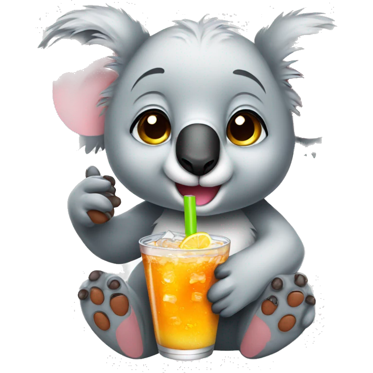 Cute koala with drink emoji