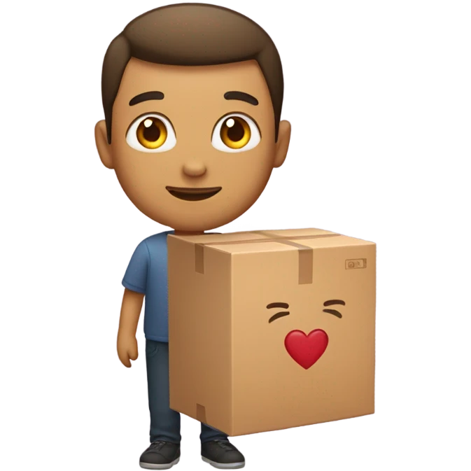 Person with a large box of love emoji
