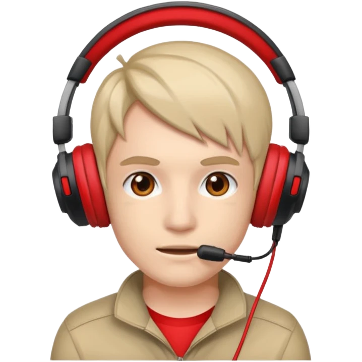 streamer with red gaming head set emoji