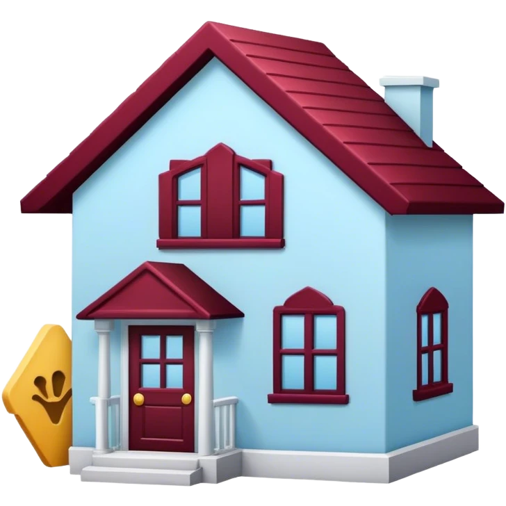 Baby blue house with maroon trim emoji