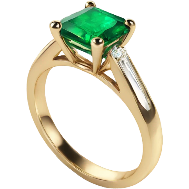 Solitaire emerald cute Engagement ring emoji
