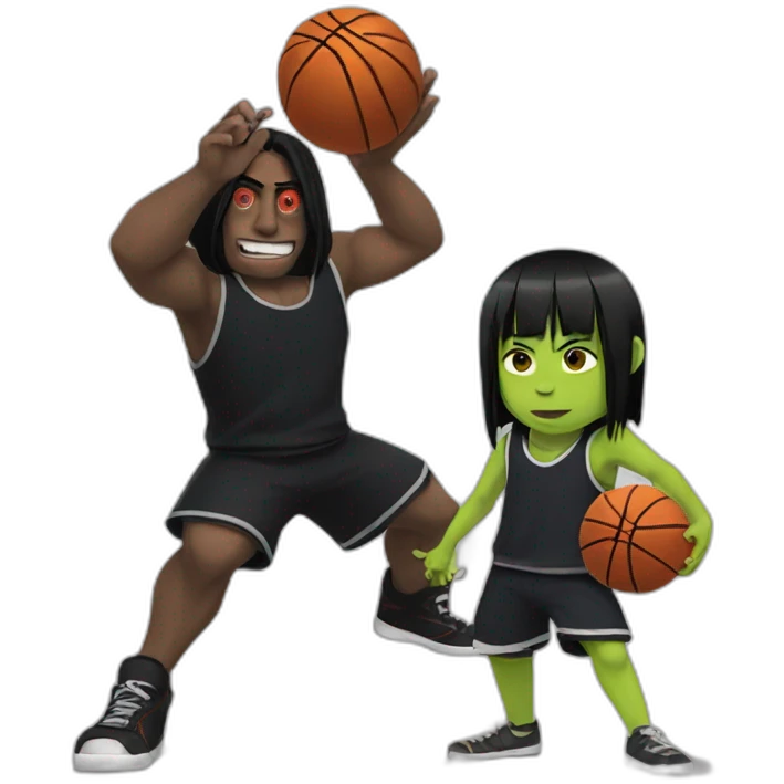 Itachi and shrek play basketball emoji