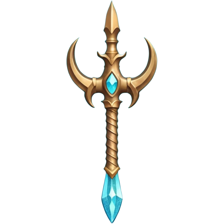 Cyan Poseidon's trident with glitter emoji