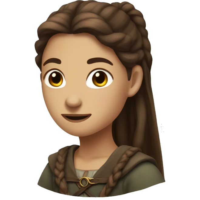 female character with brown ponytail hair in Lord of the rings style emoji
