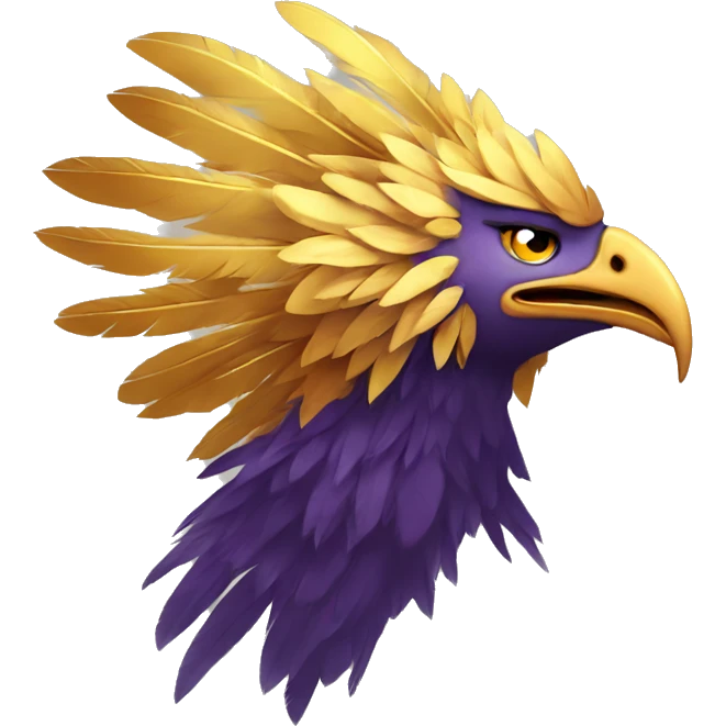 Phoenix head with golden feathers and a short beak emoji