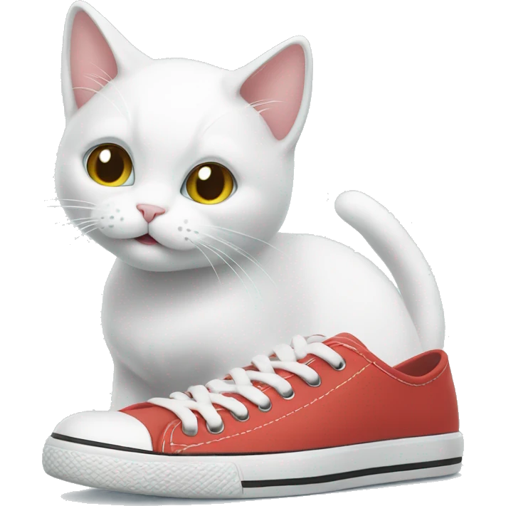 White cat playing with shoes  emoji