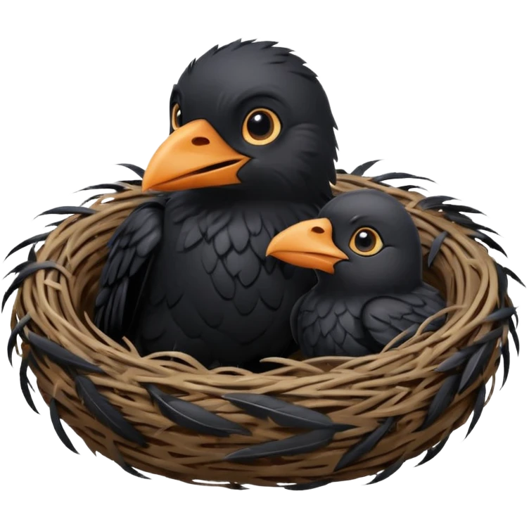 baby crow in nest emoji