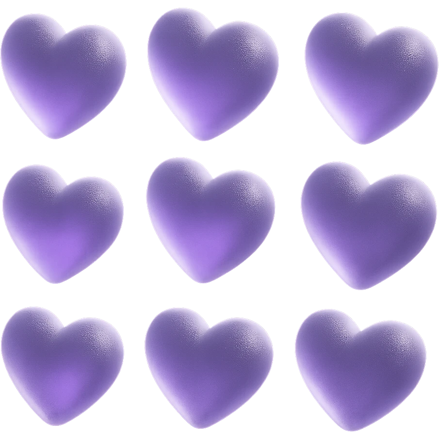 purple heart, frosted look, no text emoji