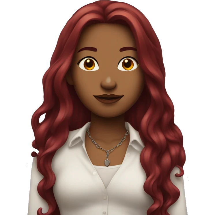 woman with long dark red hair and piercings emoji