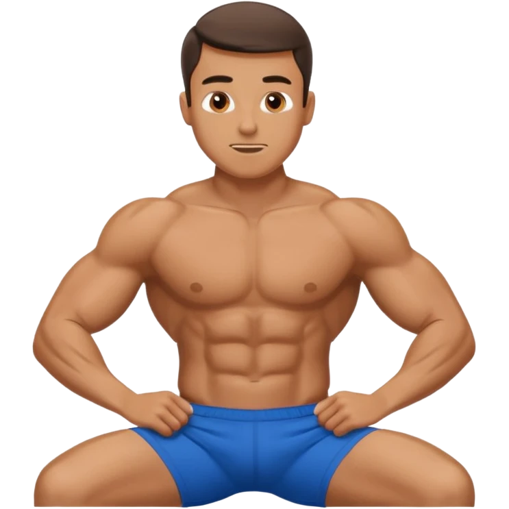 Man working out, doing crunches in athletic clothes emoji
