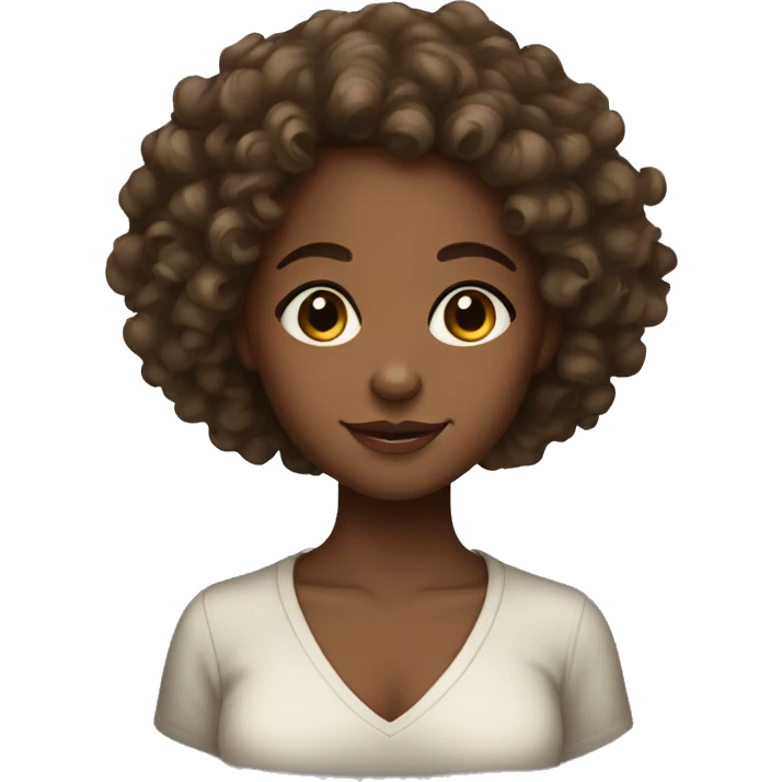 Brown skin girl with curly hair  emoji