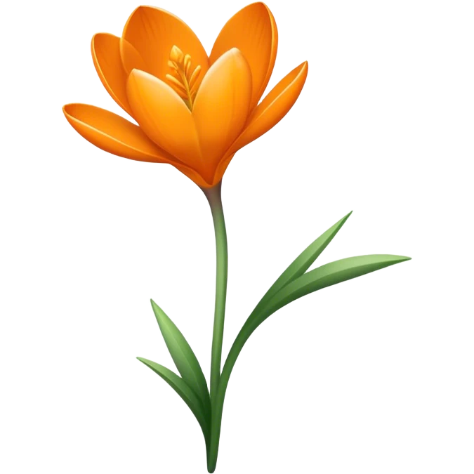 single Crocus Orange, straight stem emoji