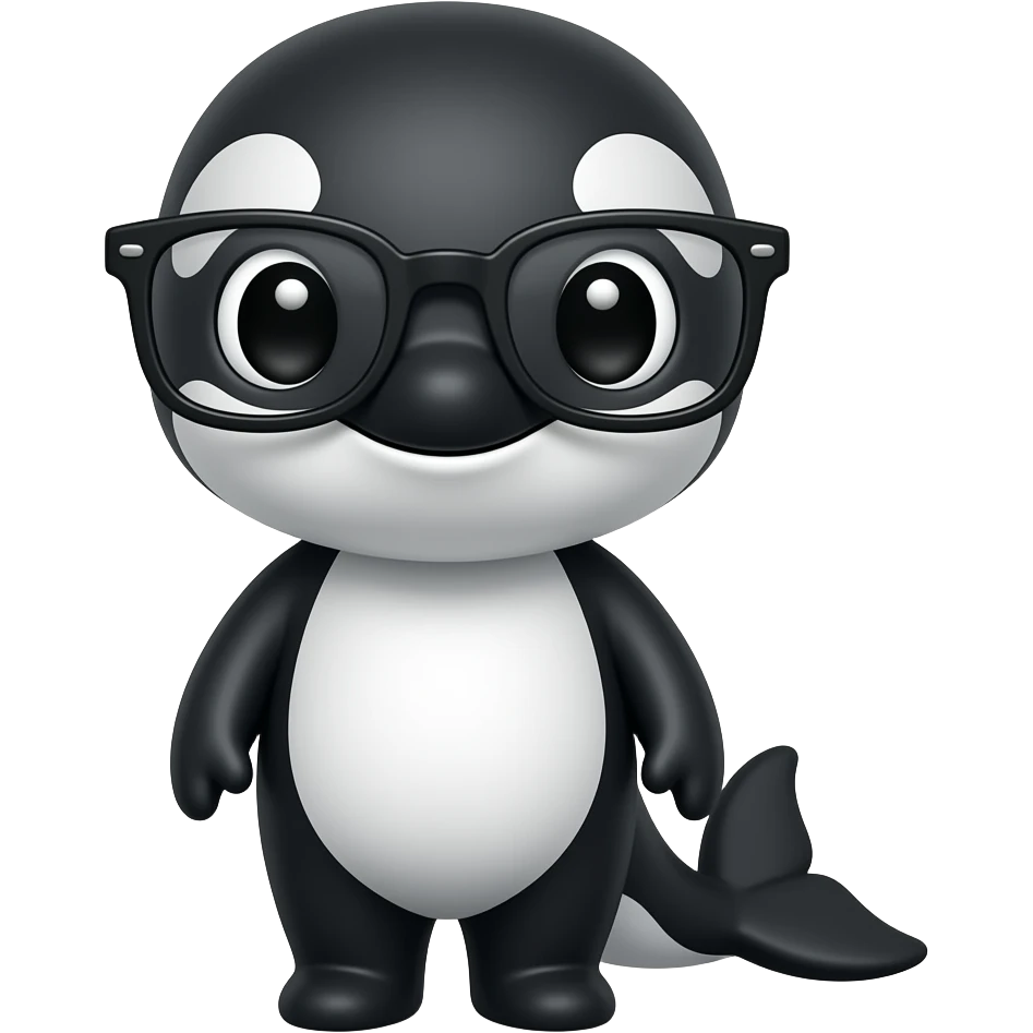 cute orca wear glasses emoji