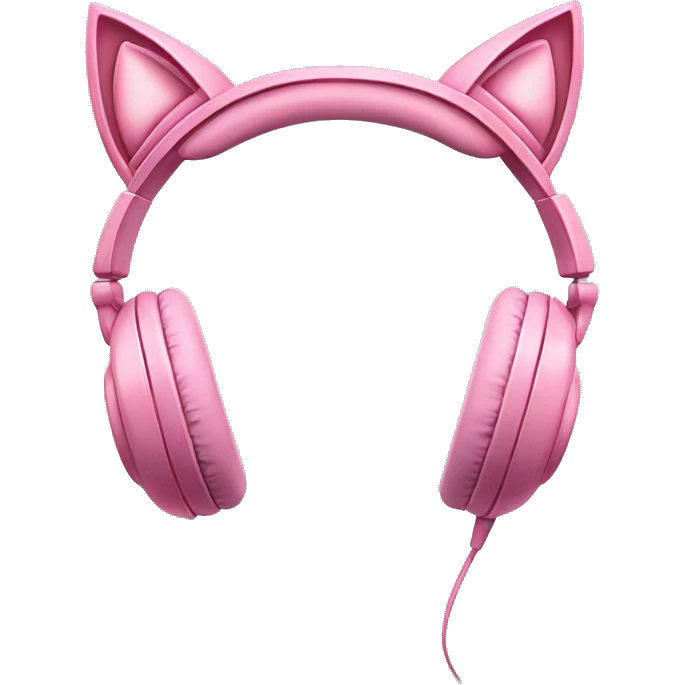 Rose-pink gaming headphones with cat ears emoji