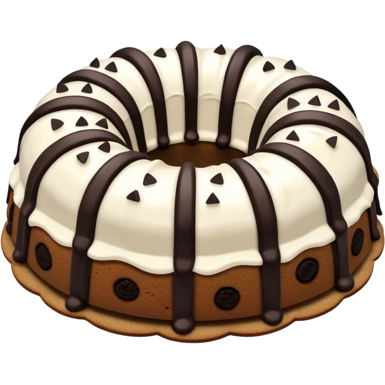 Cookies & cream Bundt cake with only white frosting stripes  emoji