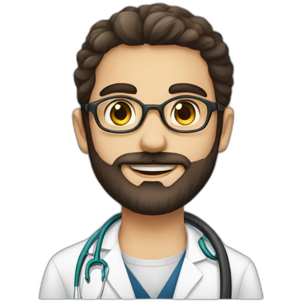 Jewish girl with ophthalmologist tall Arabic boy with beard emoji