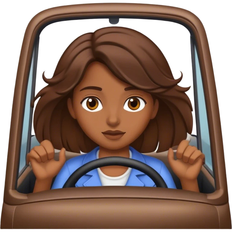  Brown girl brown hair driving  emoji
