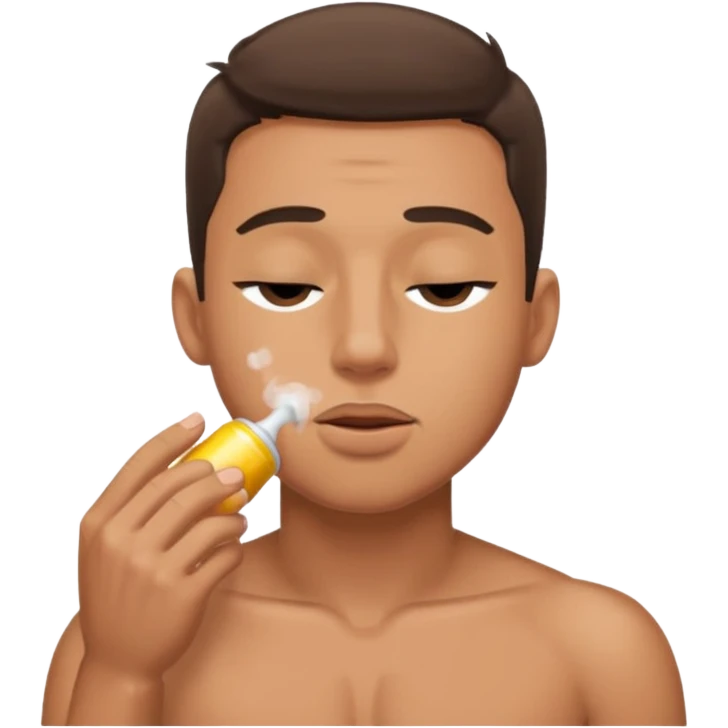 Shirtless gay male sniffing poppers emoji