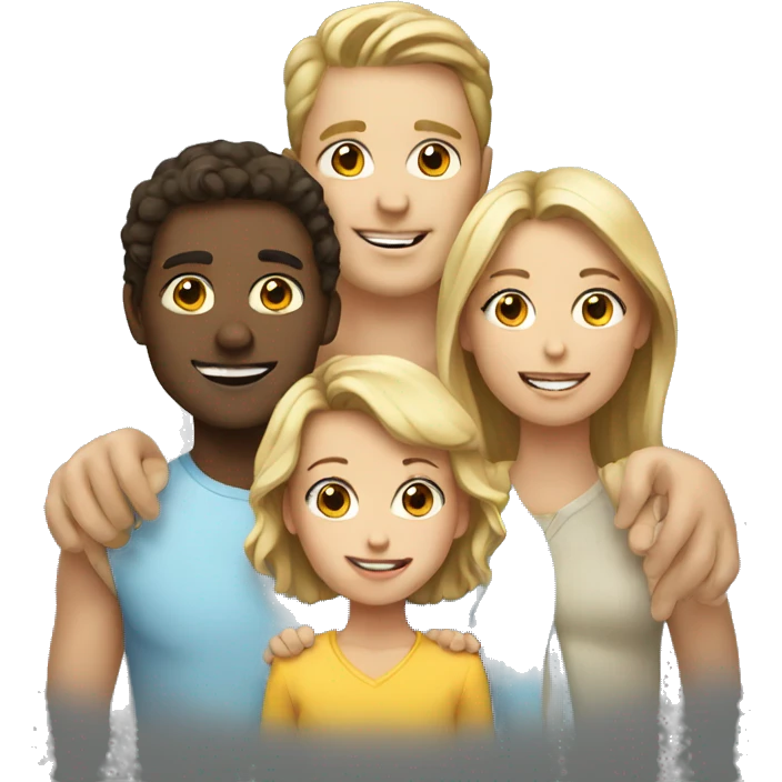 White Family with 3 kids and  emoji