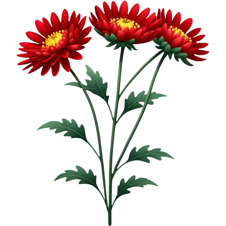 single Bright Red Chrysanthemum, straight stem emoji