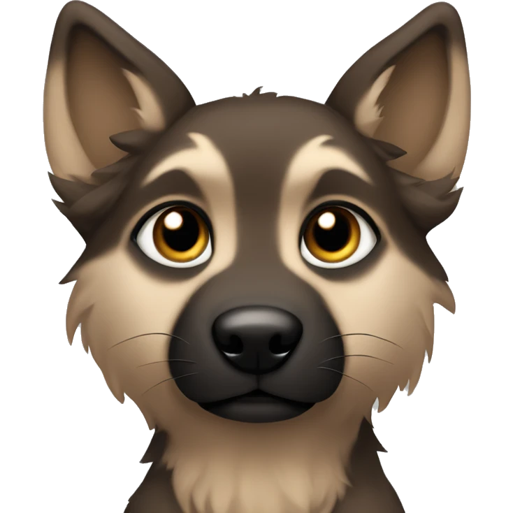 a brown puppy-like wolf with black hair on its ears emoji