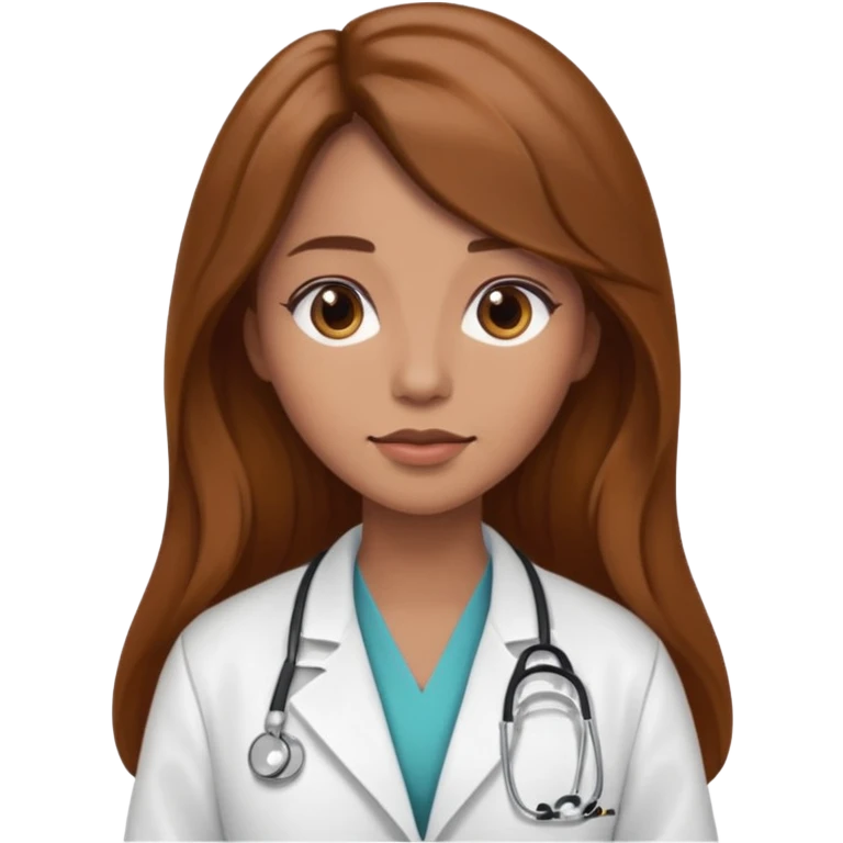Female brown long hair Doctor emoji