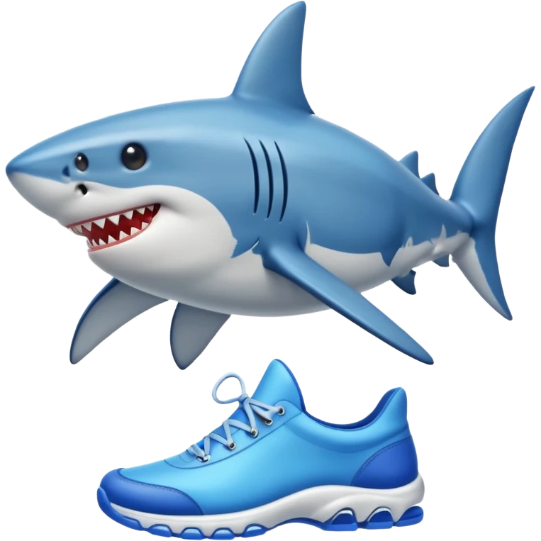 Shark with legs wearing blue shoes emoji