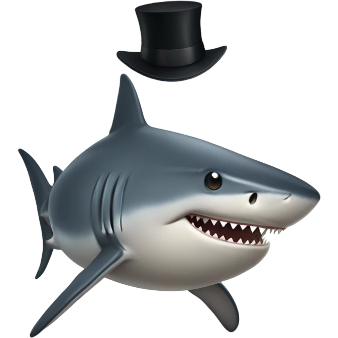 Shark with a top hat emoji