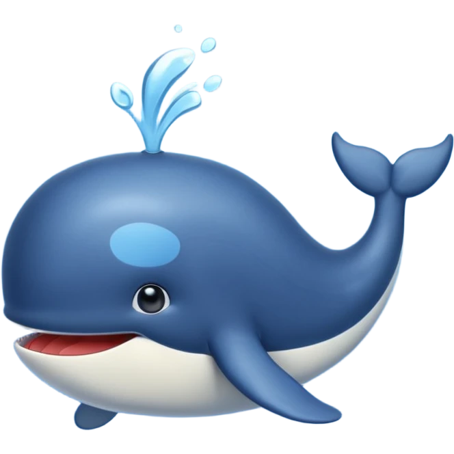 a simple and cute whale, apple emoji style emoji
