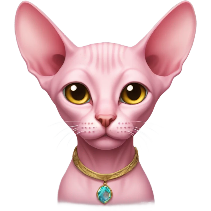 Pink sphinx cat with different eye colors  emoji