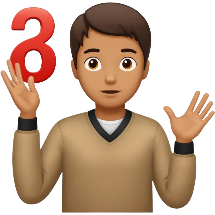 Man shrugging with the number 6 above his left hand and the number 7 above his right hand emoji