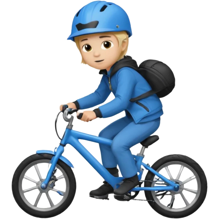 bike riding black bike blonde hair boy blue helmet emoji