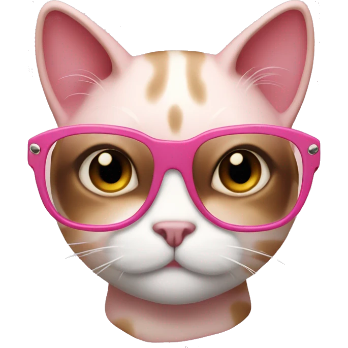 Pink cat with brown miu miu glasses  emoji