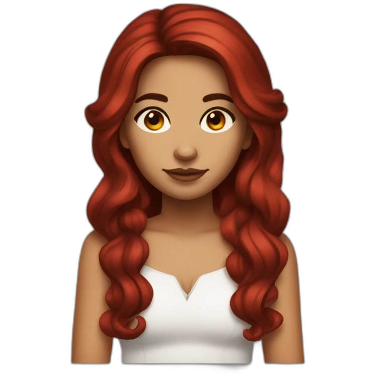 mexican girl with medium lenght midnight red hair and black eyes emoji