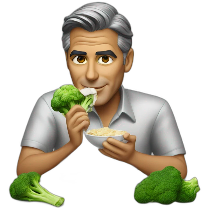 george clooney eating chicken and broccoli emoji
