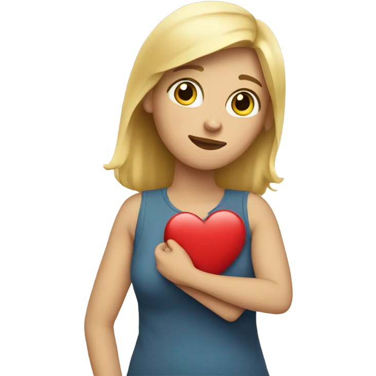 Blonde Mother holds her heart in her arm emoji