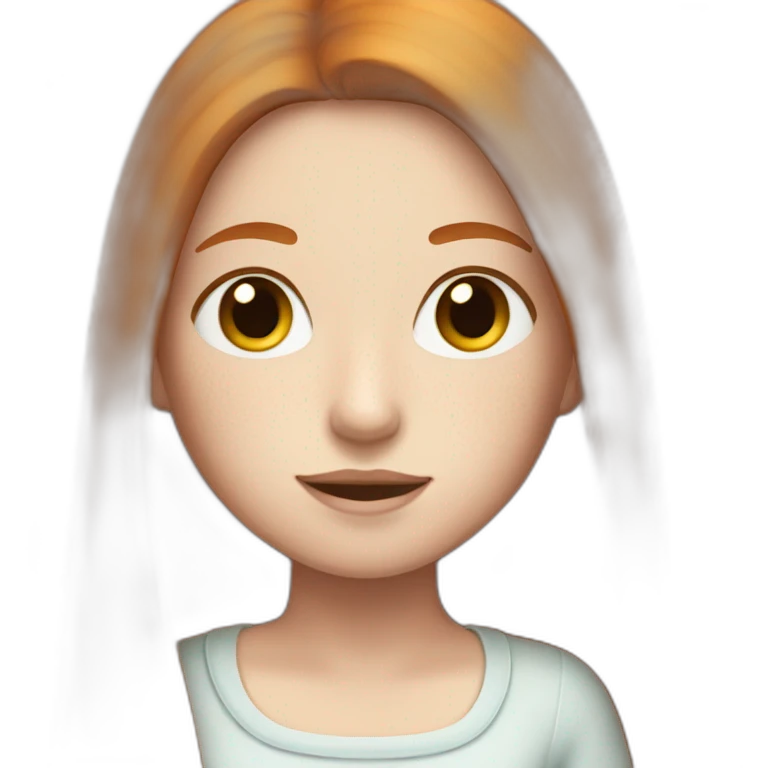 girl with long straight ginger hair and a pale white face and freckles emoji