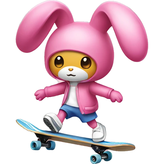 My melody skateboarding emoji