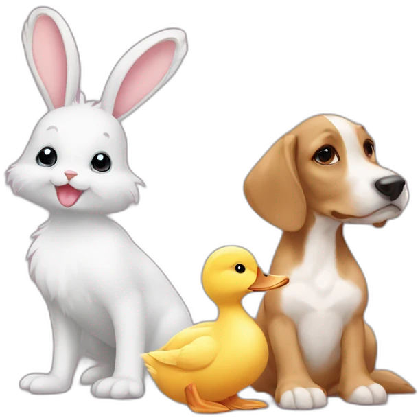Duck and bunny and havenese puppy emoji