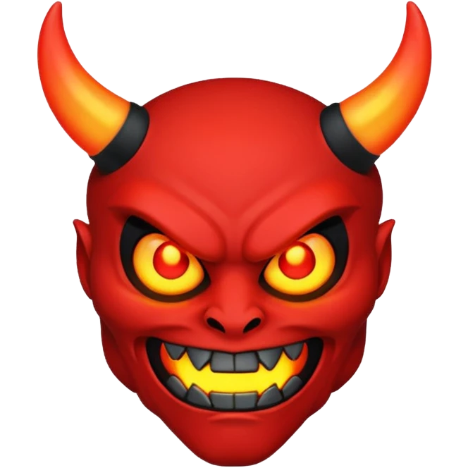 A red demon that is LED and black and is glowing emoji