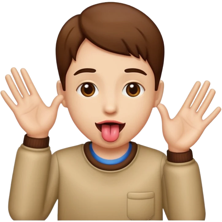 Tongue out with hands to the side  emoji