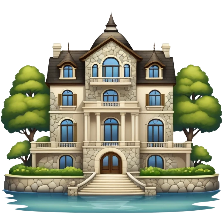 rich lakeside mansion emoji