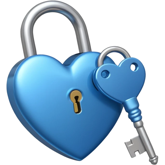 A blue heart-shaped lock with a silver key emoji