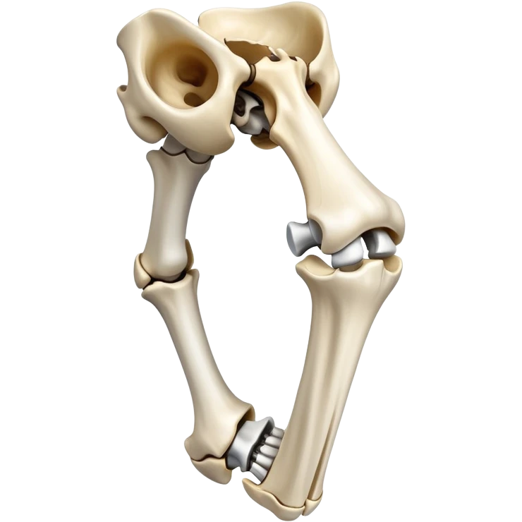 human knee bones, anatomical view showing femur, tibia, fibula, and patella emoji