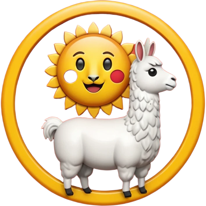 Emoji 3D brillante de un sol rojo con llamas redondeadas y volumen, bordes suaves, iluminación suave. En el centro un círculo blanco con aro rojo y una letra “U” roja en relieve. Estilo emoji iOS, acabado glossy, fondo transparente. emoji